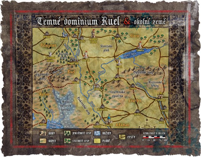 Mapa Temného dominia Ruel a okolitých krajín Mapa Temného dominia Ruel a okolitých krajín