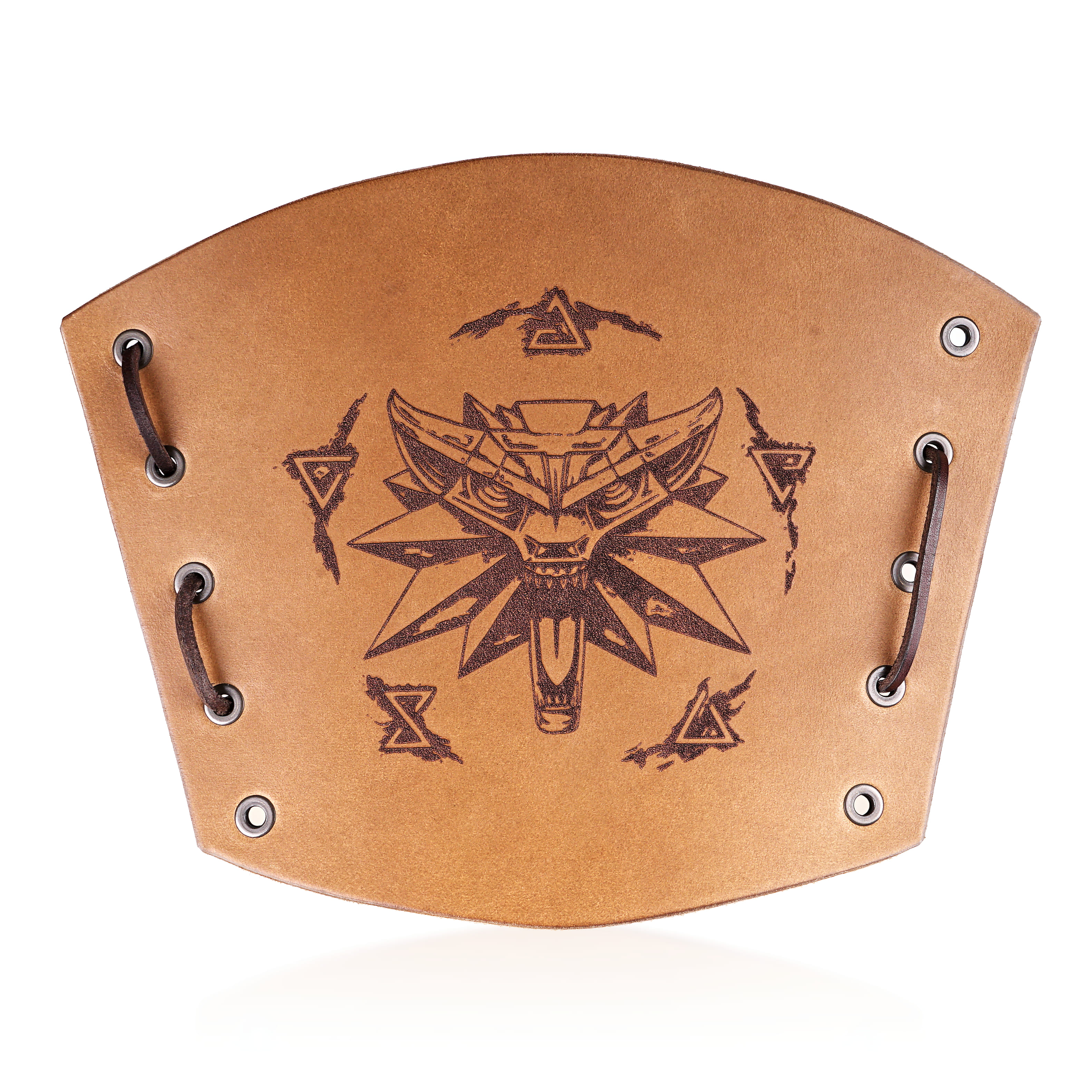 Kožený nátepník Zaklínač - Vlčia hlava a runy