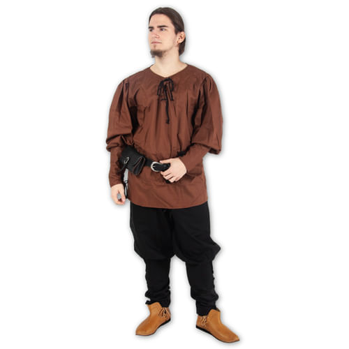 Pánska košeľa so šnurovaním - hnedá Pánska košeľa so šnurovaním - hnedá