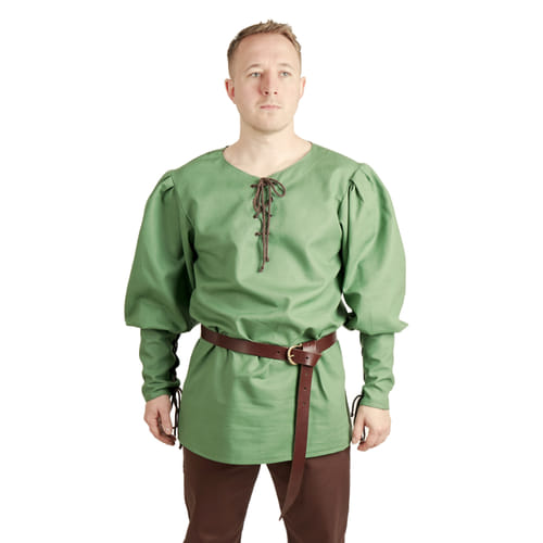 Levně imago Bavlněná pánská košile se šněrováním - zelená