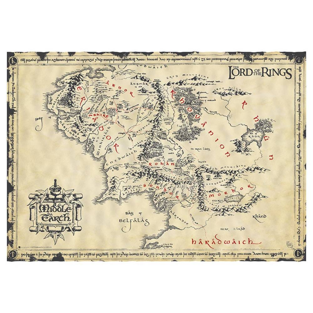 Pergamenový plagát Pán prsteňov - Mapa Stredozeme