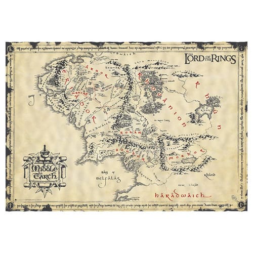 Levně Pergamenový plakát Pán prstenů - Mapa Středozemě