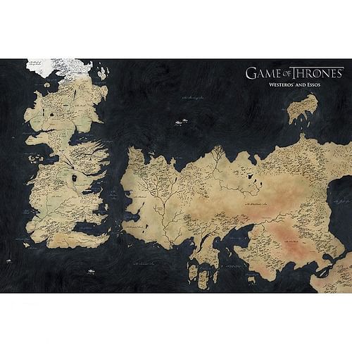 Plakát Hra o trůny - Mapa Westerosu a Essosu