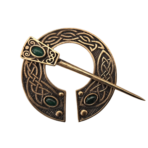 Plášťová spona s malachitom Plášťová spona s malachitom