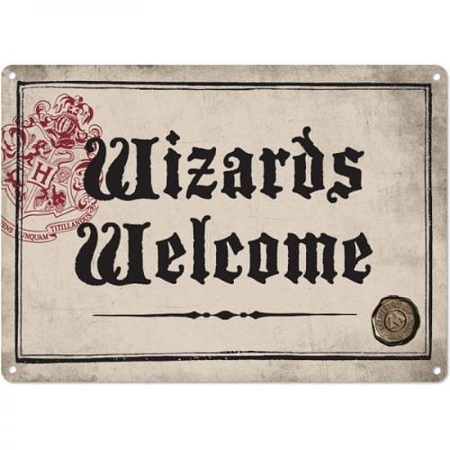 Plechová cedule Harry Potter - Wizards Welcome