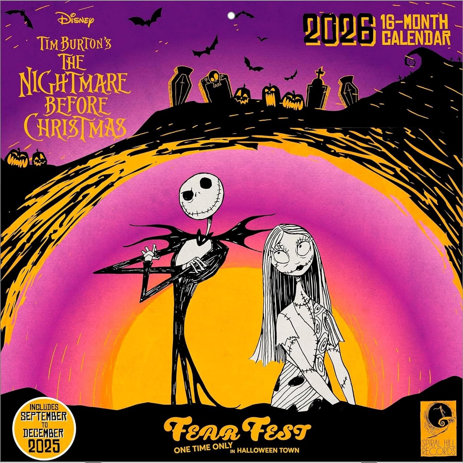 Nástenný kalendár Nightmare Before Christmas - Fear Fest 2026 (16 mesiacov)