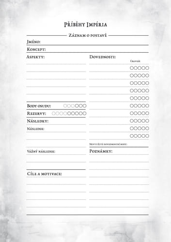 Příběhy Impéria: Přepracované vydání - Záznam o postavě Příběhy Impéria: Přepracované vydání - Záznam o postavě