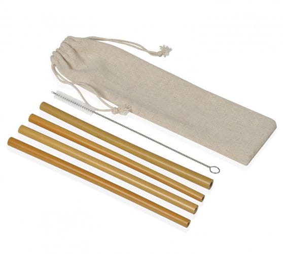 Sada bambusových slamiek a kefka (4 ks) Sada bambusových slamiek a kefka (4 ks)