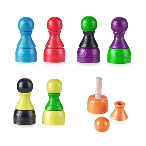 Sada drevených figúrok Halma - skladacia, 7 ks Sada drevených figúrok Halma - skladacia, 7 ks