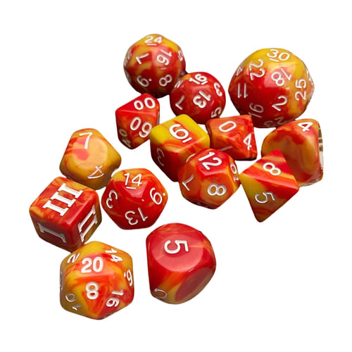 Súprava kociek DCC RPG - Elemental Dice: Fire Súprava kociek DCC RPG - Elemental Dice: Fire