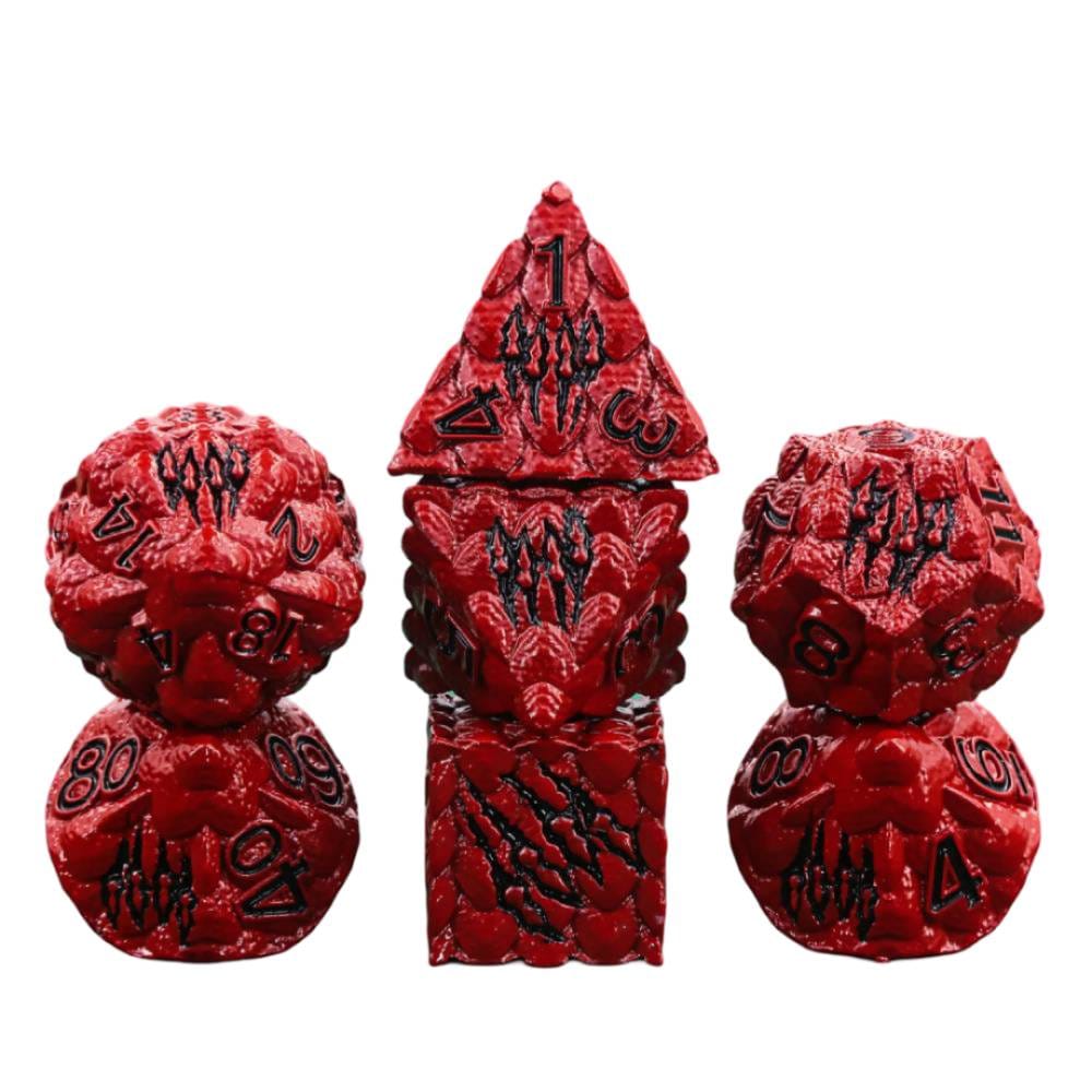 Sada kovových kociek Červený drak