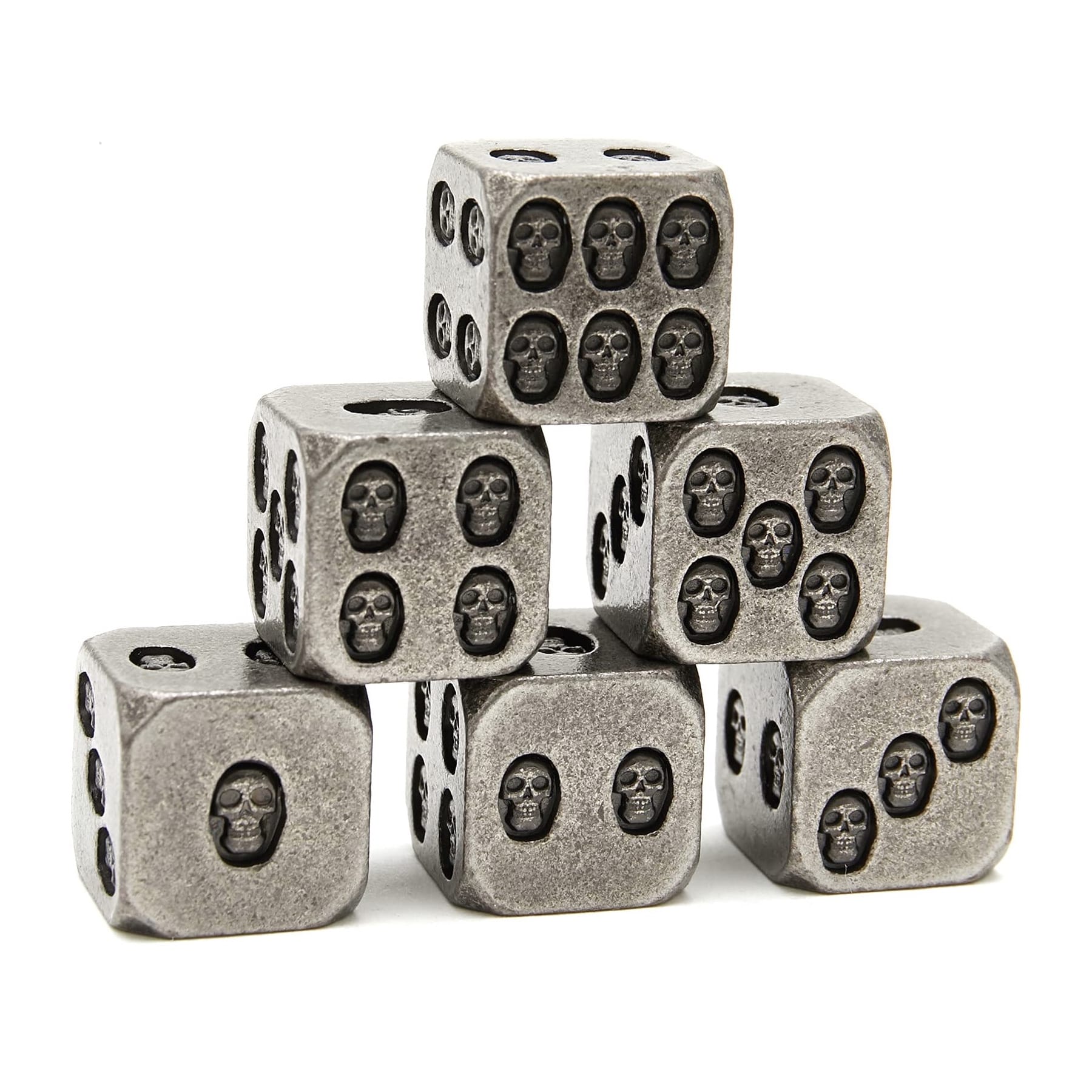 Sada kovových kociek k6 - lebky (6 ks)