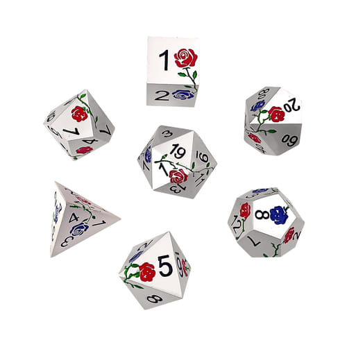 Sada kovových kociek Red and Blue Rose, strieborné Sada kovových kociek Red and Blue Rose, strieborné
