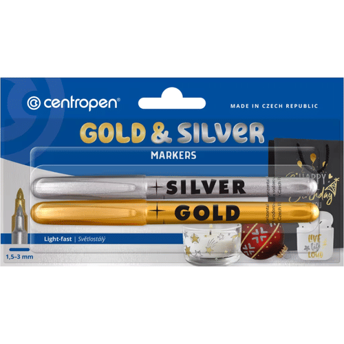Sada kovových markerov - zlato a strieborné centropen (1,5 - 3 mm) Sada kovových markerov - zlato a strieborné centropen (1,5 - 3 mm)