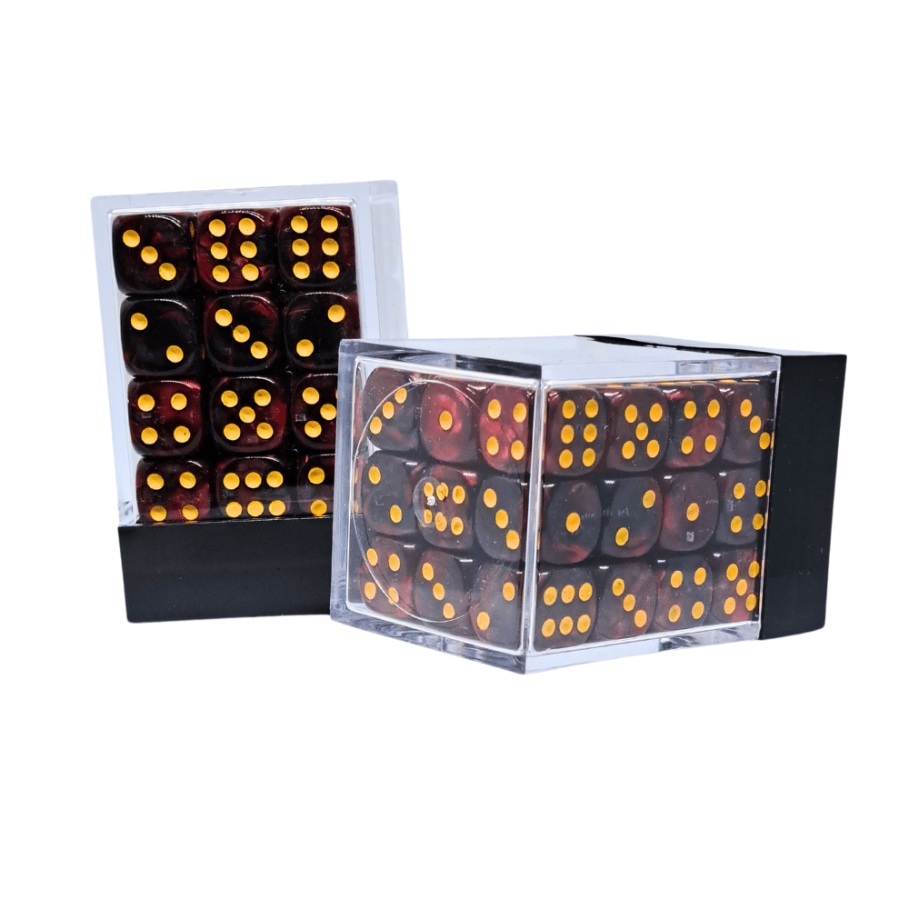 Sada šestistěnných kociek - Tmavo červeno-čierné