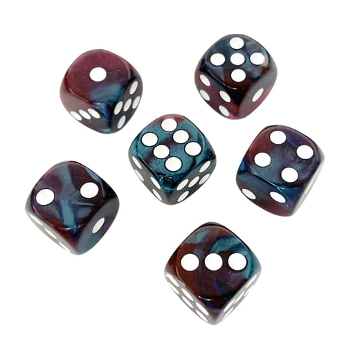 Súprava šesťstenných kociek - Tyrkysovo-fialová (6 ks) Súprava šesťstenných kociek - Tyrkysovo-fialová (6 ks)