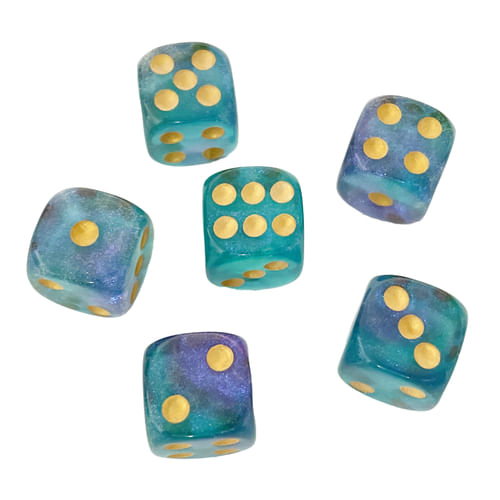 Súprava šesťstenných kociek - Tyrkysovo-fialová, perleť (6 ks) Súprava šesťstenných kociek - Tyrkysovo-fialová, perleť (6 ks)