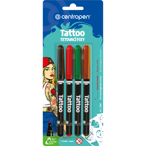 Sada tetovacích markerov - Centropen (4 ks) Sada tetovacích markerov - Centropen (4 ks)