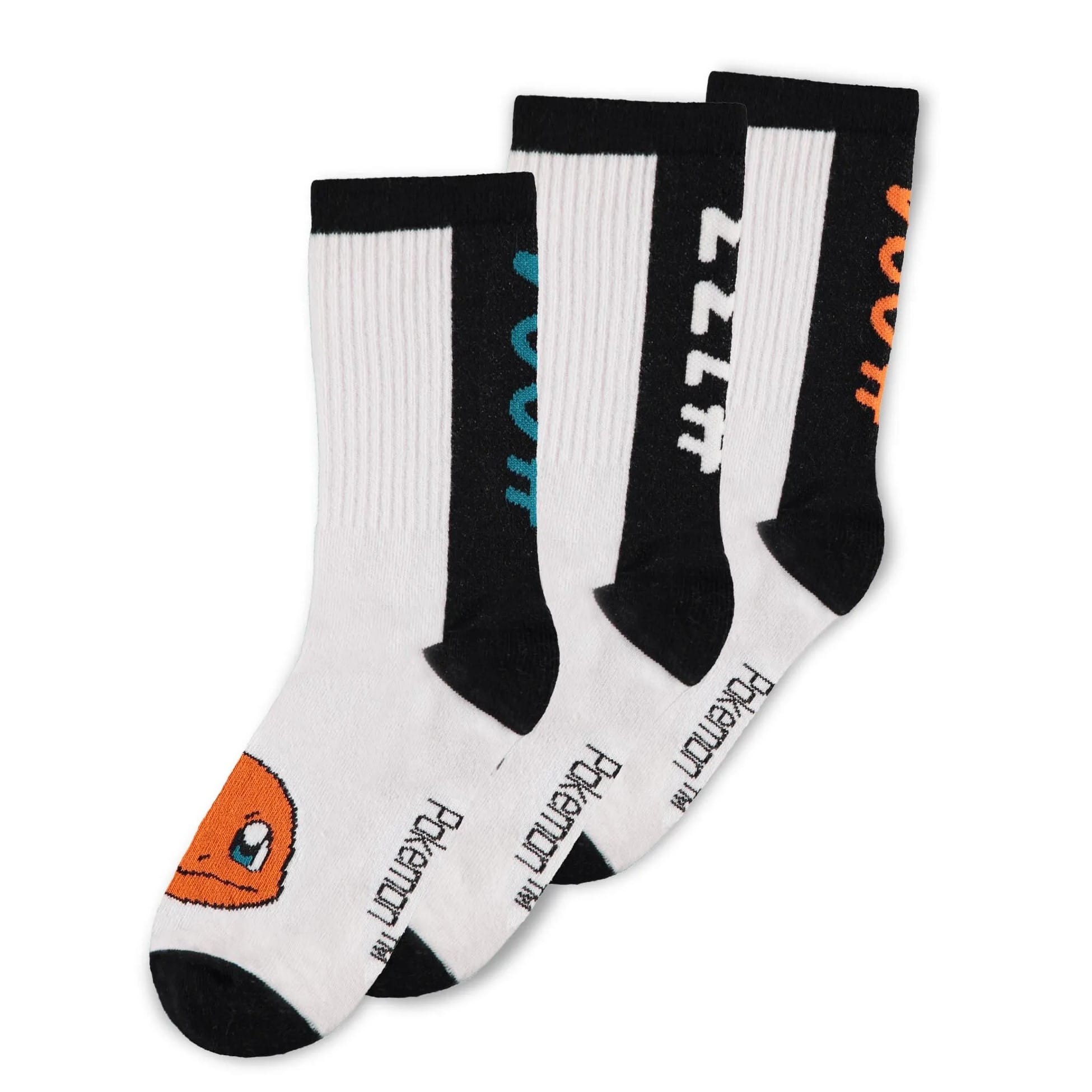 Športové ponožky Pokémon - čiernobiele (3 páry)