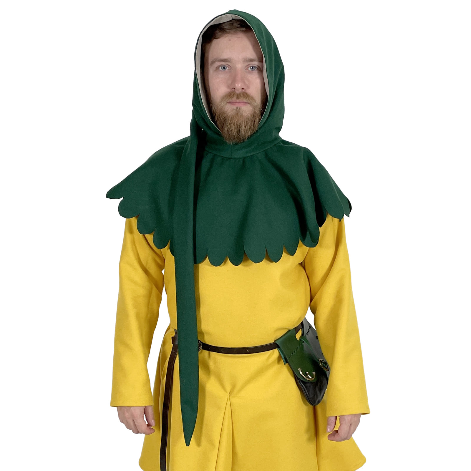 Stredoveká vlnená kapucňa - zelená