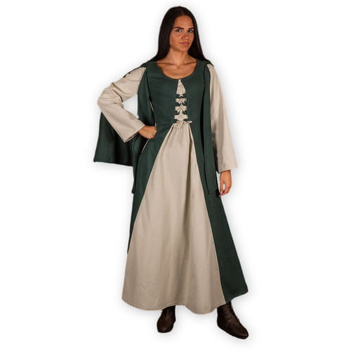 Stredoveké šaty Judit - krémovo-zelené Stredoveké šaty Judit - krémovo-zelené