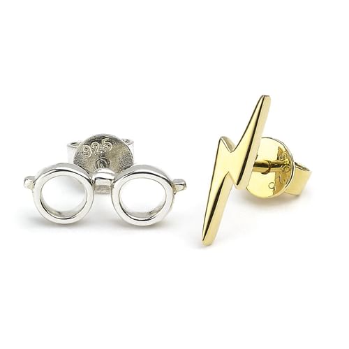 Strieborné náušnice Harry Potter - Blesk a okuliare Strieborné náušnice Harry Potter - Blesk a okuliare