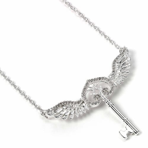 Stříbrný náhrdelník Harry Potter - Létající klíč s krystaly (Ag 925)