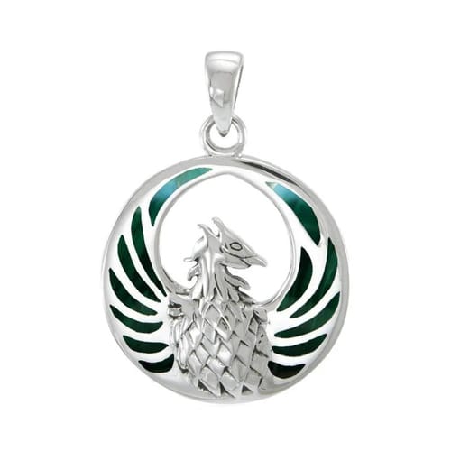 Strieborný prívesok Fénix s malachitom (Ag 925) Strieborný prívesok Fénix s malachitom (Ag 925)