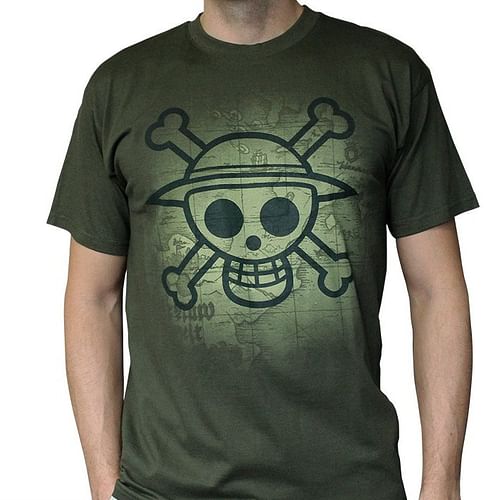 Obrázok ABYstyle Tričko One Piece - Skull with map, farba zelená, veľkosť M