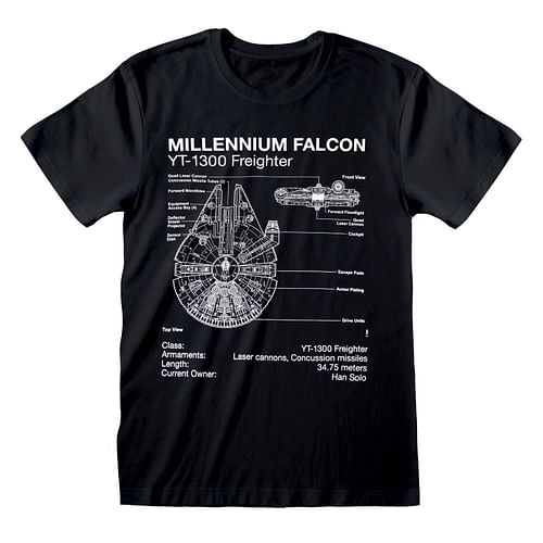 Tričko Star Wars - Millennium Falcon Sketch