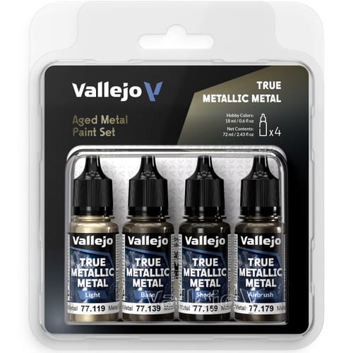 Levně Vallejo: True Metallic Metal - Aged Metal 4 Colour Paint Set