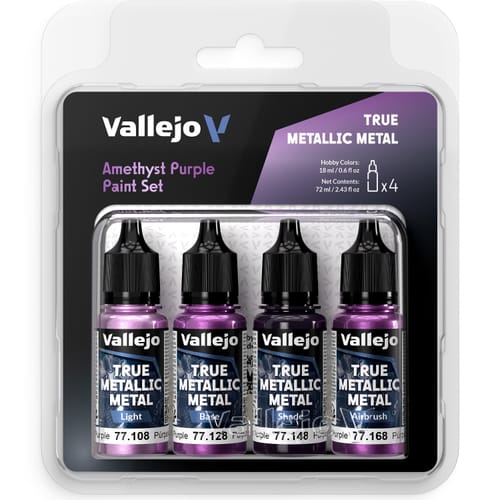 Levně Vallejo: True Metallic Metal - Amethyst Purple 4 Colour Paint Set
