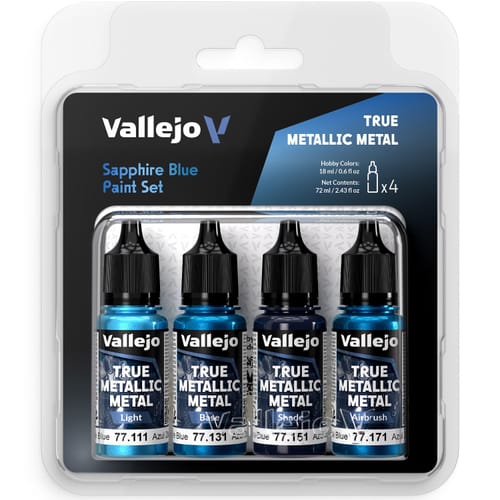 Levně Vallejo: True Metallic Metal - Sapphire Blue 4 Colour Paint Set