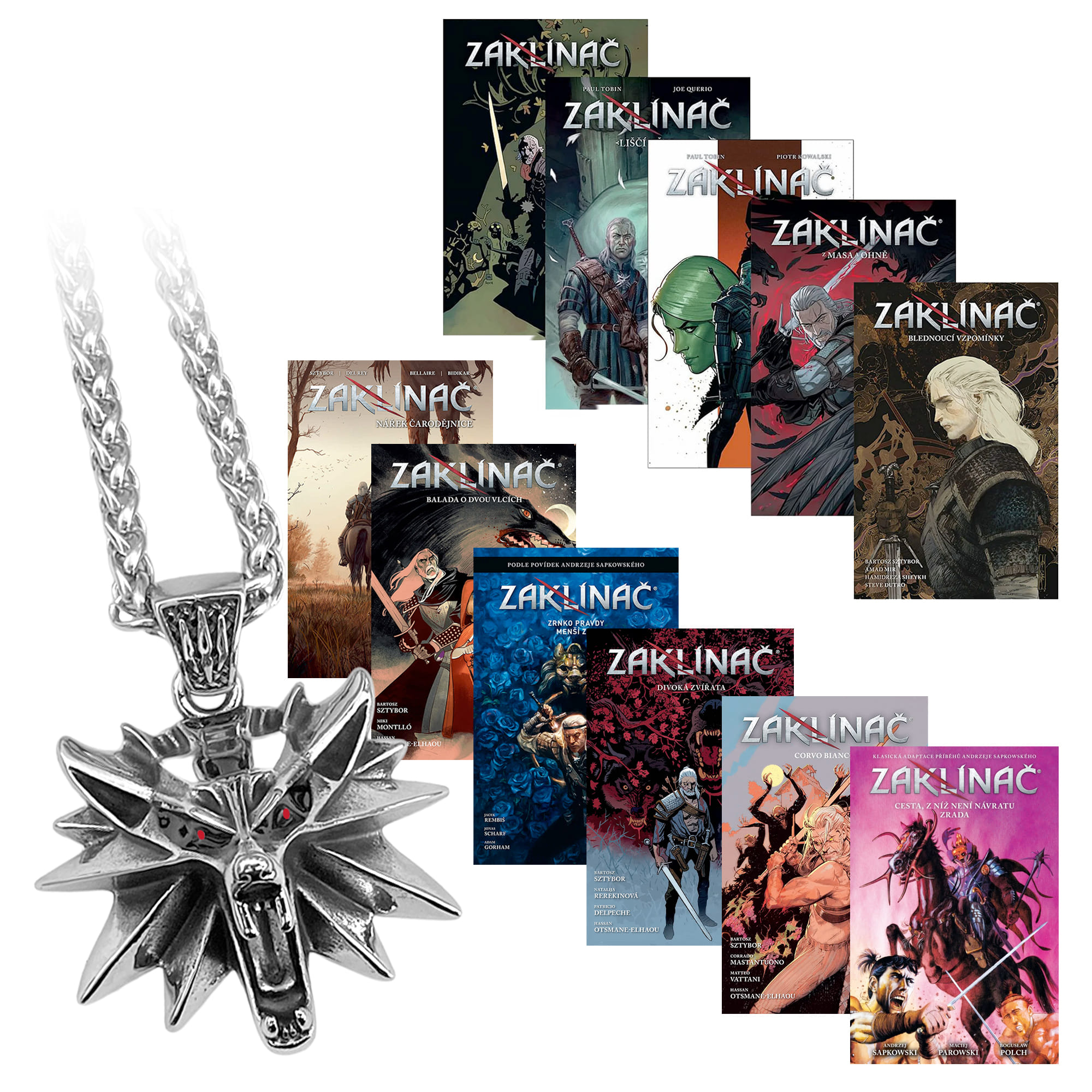 Zaklínač komiks - komplet 10 knih s vlčím amuletem*